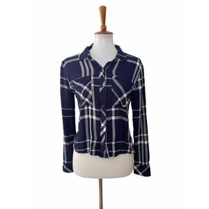 Rails Womens Button Up Plaid Shirt Long Sleeve Blue S Small